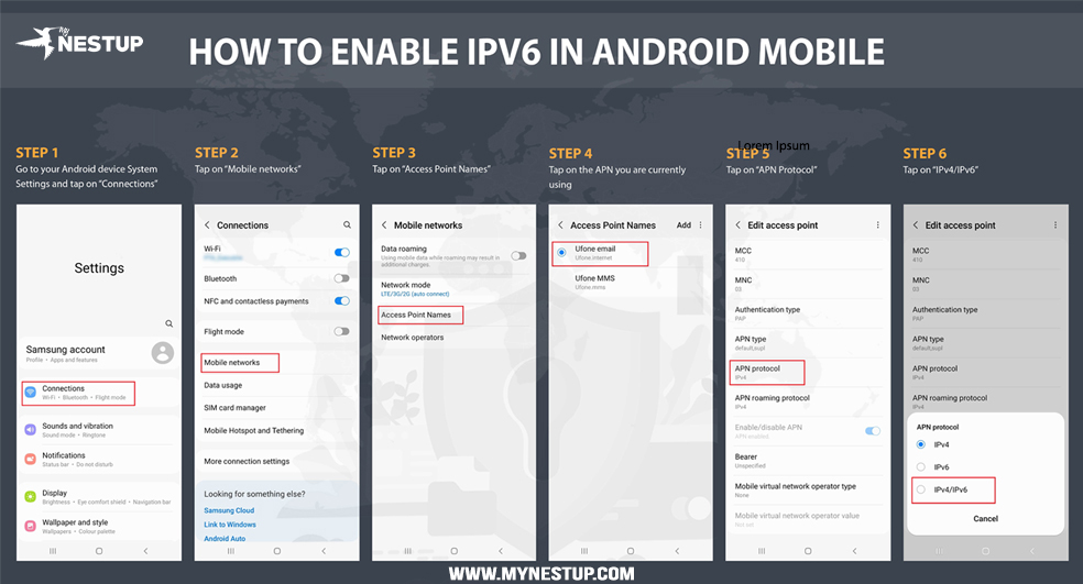 how to enable ipv6 for 5g on smartphone in Pakistan by mynestup.com