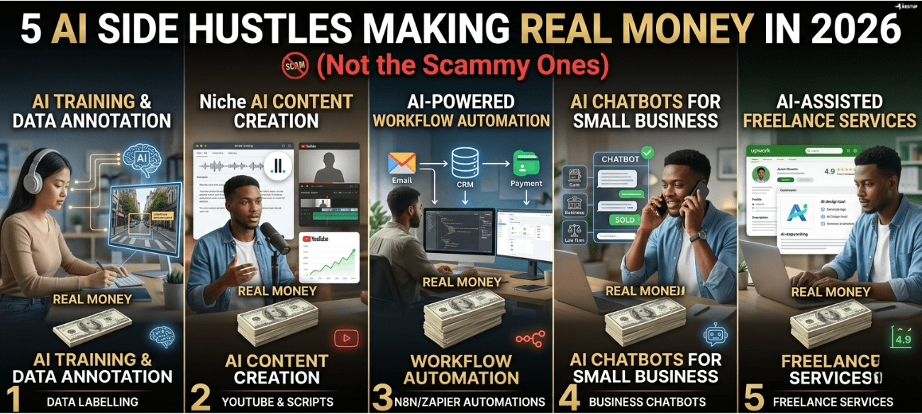 5 AI Side Hustles Making Real Money in 2026 (Not the Scammy Ones)