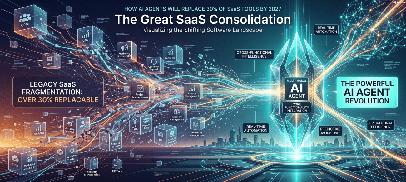 How AI Agents Will Replace 30% of SaaS Tools by 2027 (Here’s the List). How AI Agents Will Replace 30% of SaaS Tools by 2027 (Here's the List)