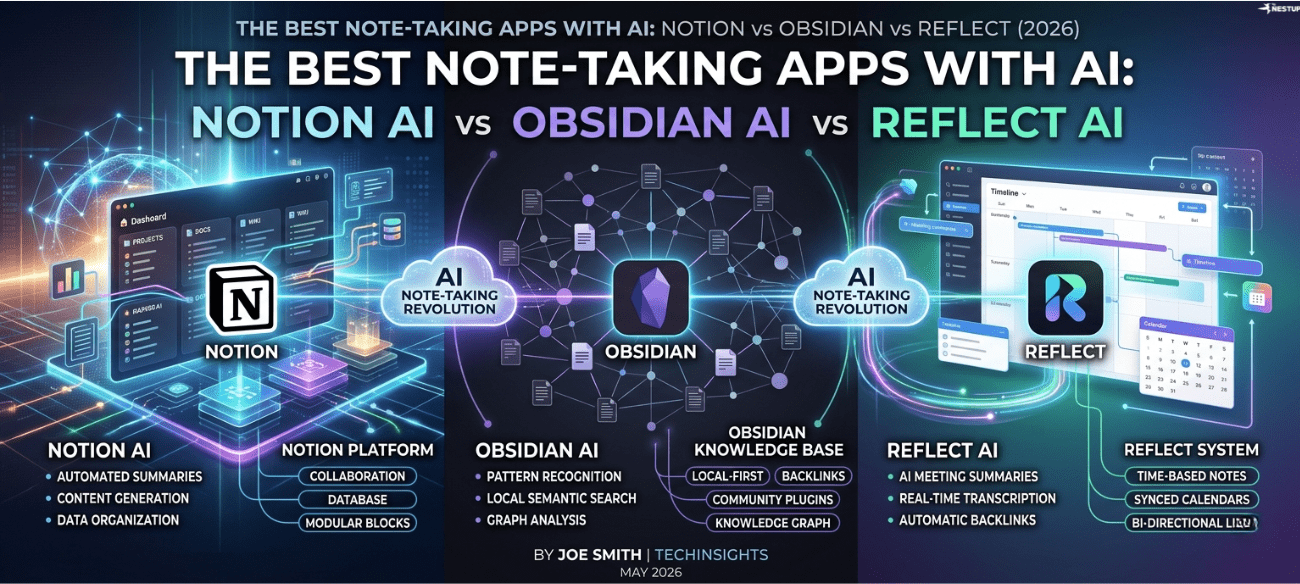 The Best Note-Taking Apps With AI: Notion vs Obsidian vs Reflect (2026) The Best Note-Taking Apps With AI: Notion vs Obsidian vs Reflect (2026)